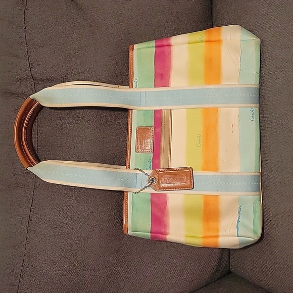 Coach Pastel Striped Shoulder Bag - Picture 2 of 12